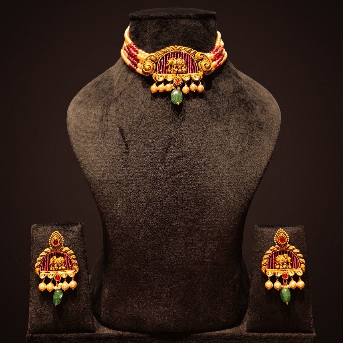 Ruby Elephant Temple Choker