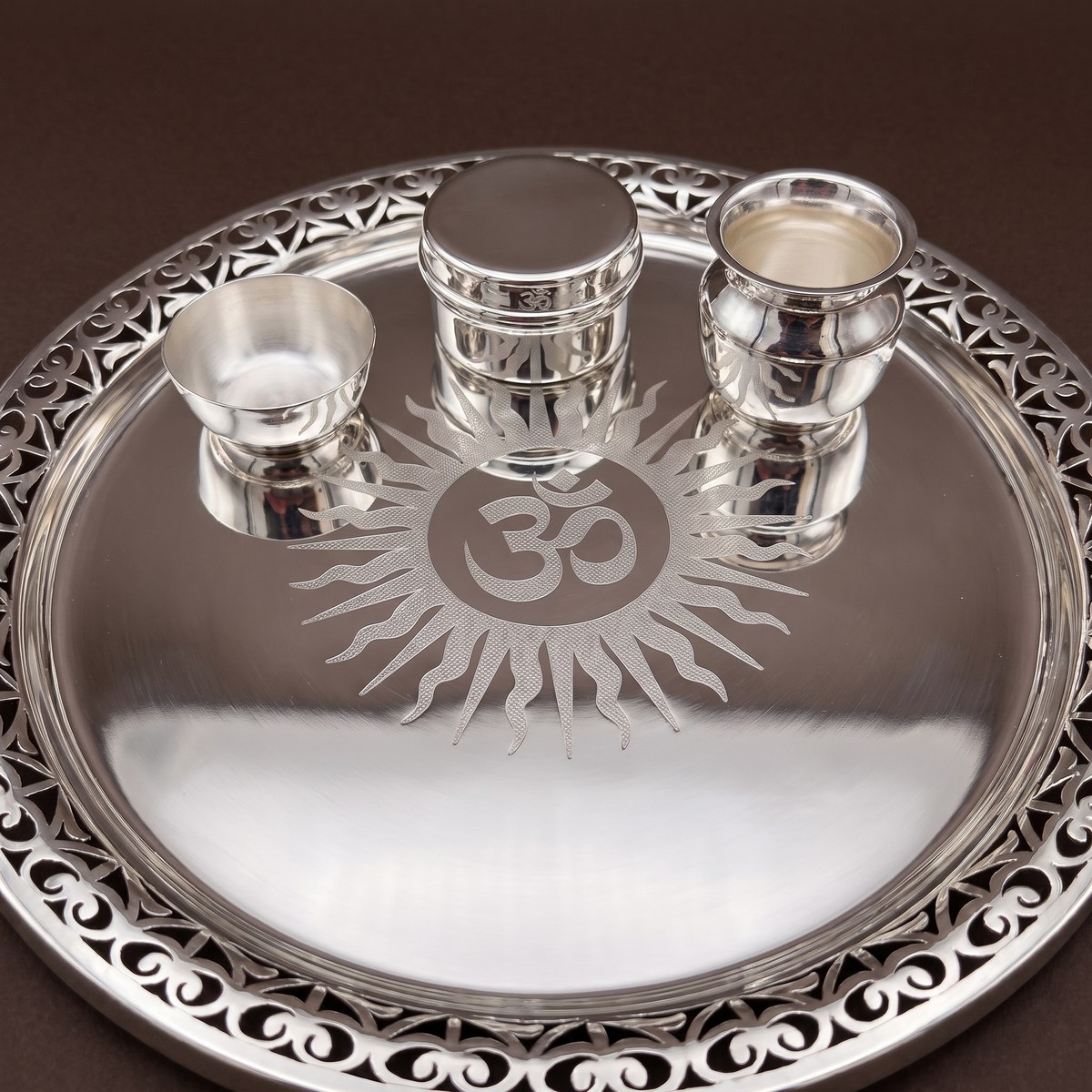 Silver puja thali
