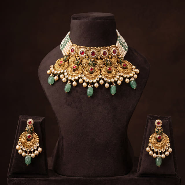 Emerald Drop Kundan Choker