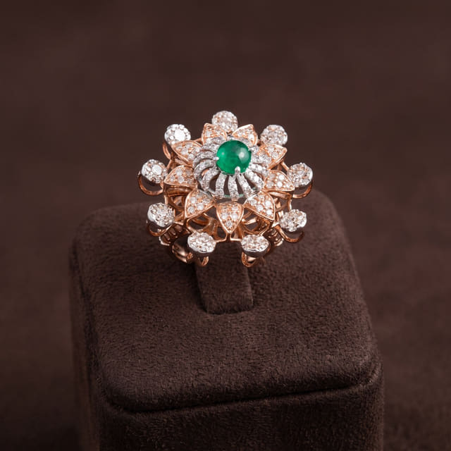 Emerald Floral Cocktail Ring