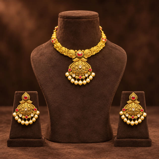 Antique Chandbali Pendant Set