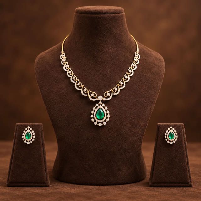 Diamond Emerald Pear Set
