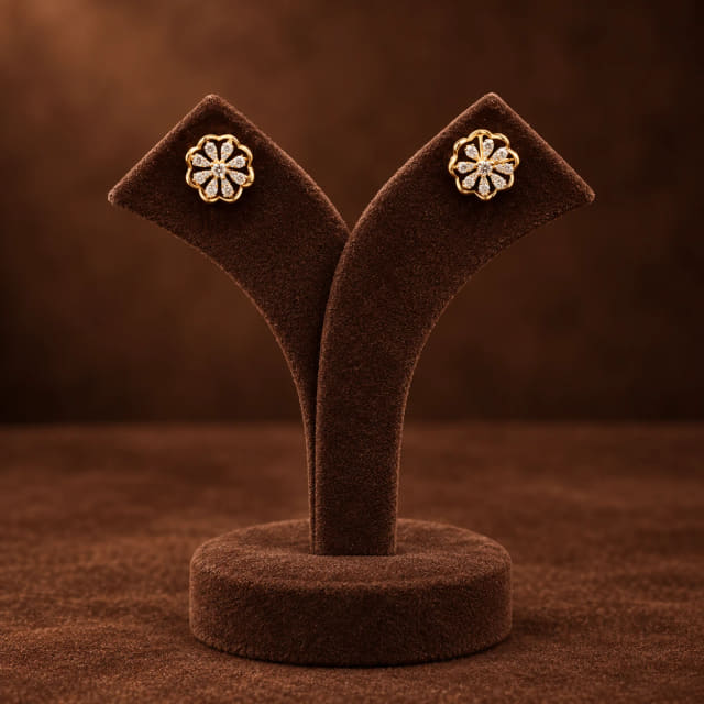 Diamond Flower Studs