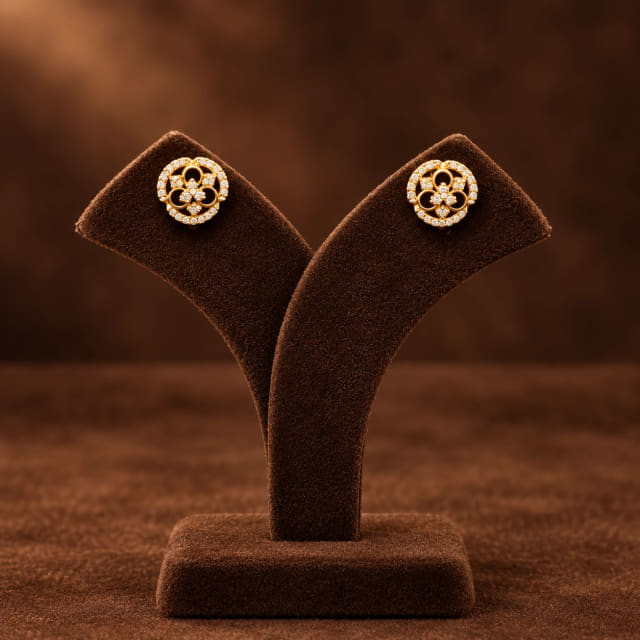 Diamond Openwork Floral Studs