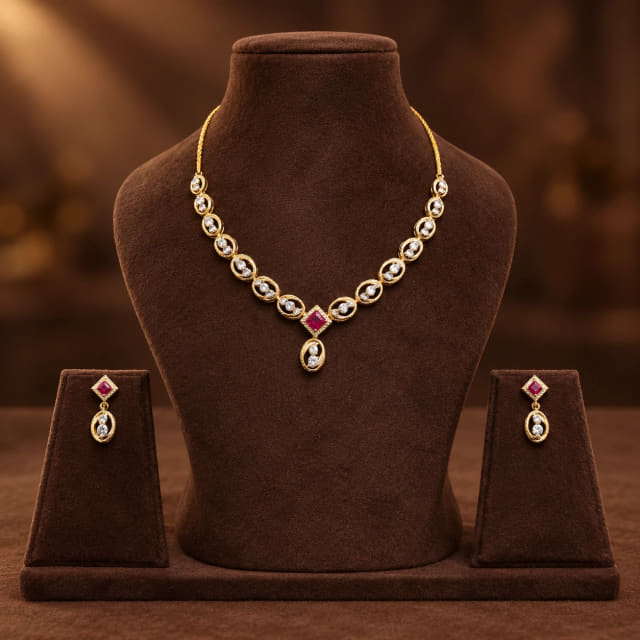 Diamond Ruby Drop Necklace