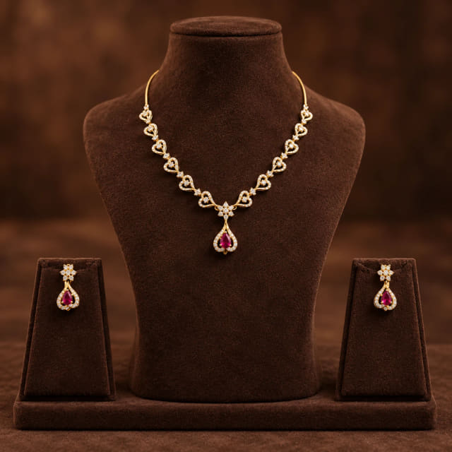 Diamond Ruby Pear Set