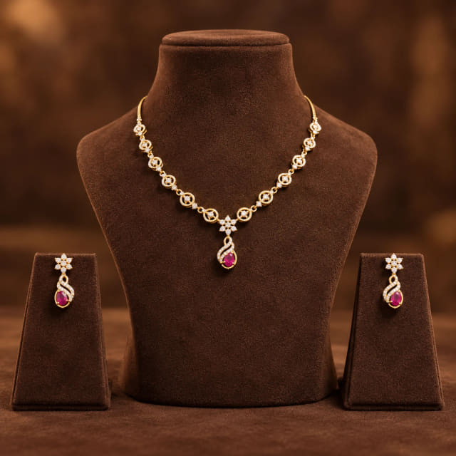 Diamond Ruby Teardrop Set