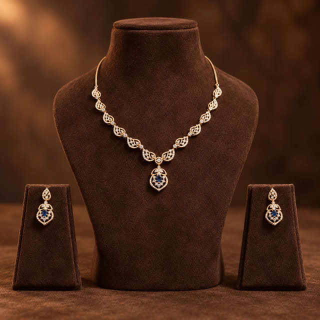Diamond Sapphire Oval Set