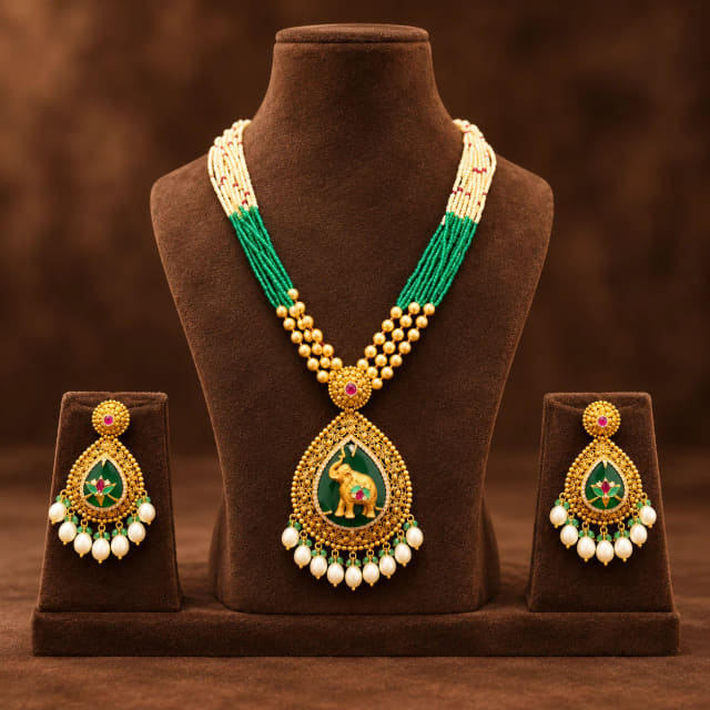 Green Bead Elephant Haar