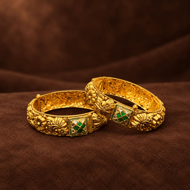 Green Enamel Kada Pair