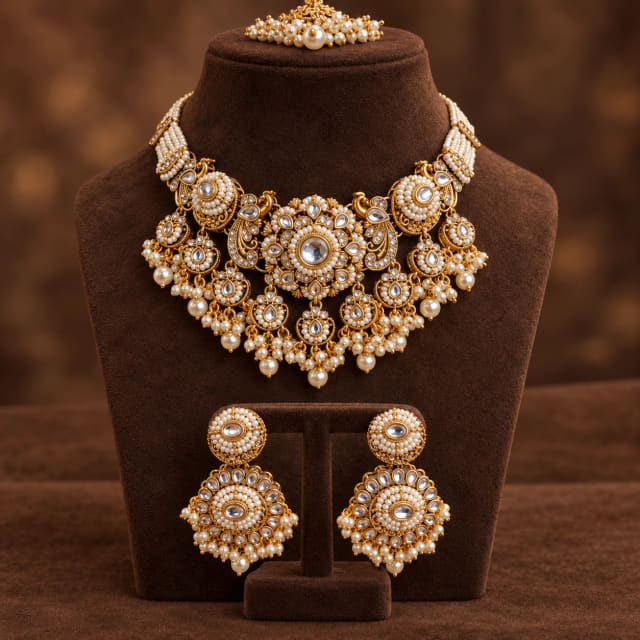 Kundan Pearl Fringe Set