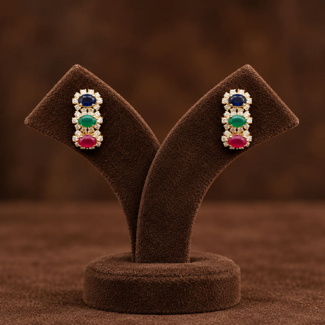 Red and Green Floral Studs