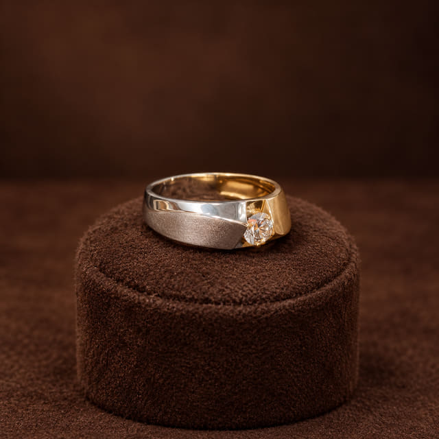 Silver-Tone Single-Stone Band