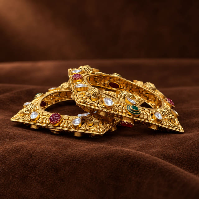 Polki Emerald Ruby Bangles