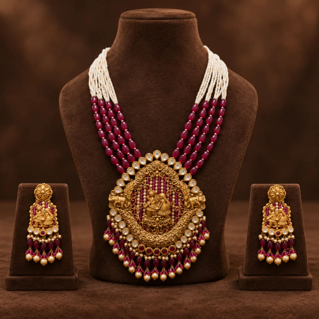 Ruby Bead Lakshmi Haar