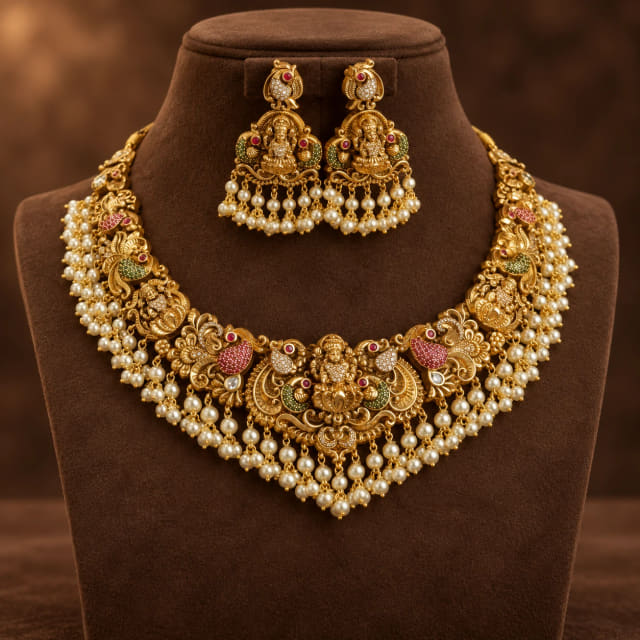 Temple Lakshmi Pearl Set