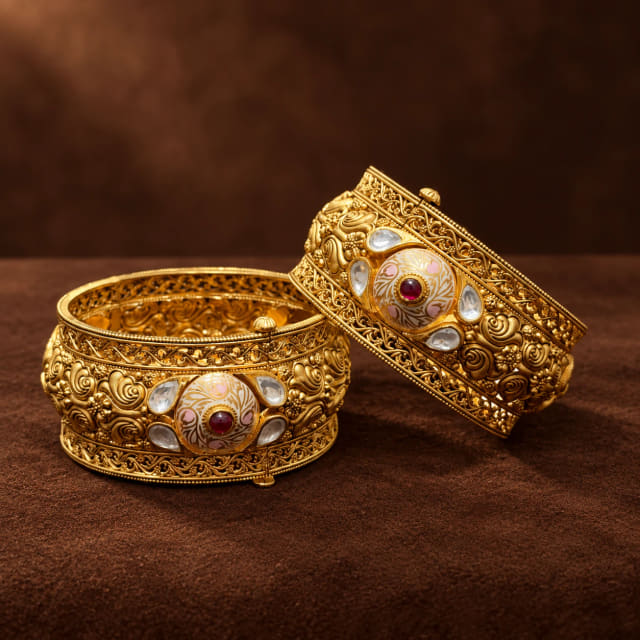 Wide Kundan Kada Pair